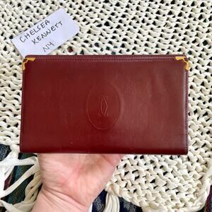 Cartier Leather Bifold Vintage Must De Wallet Bordeaux